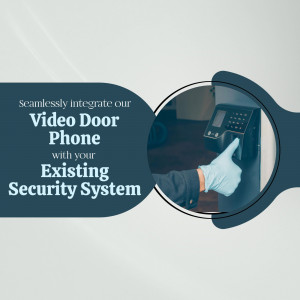 Hand using a video door phone with security system integration