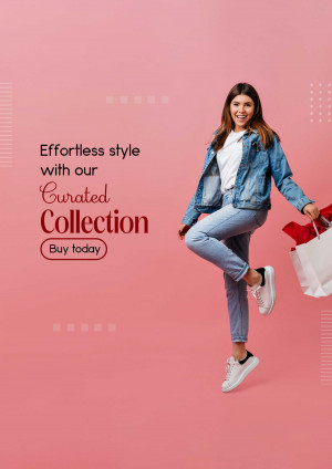 Woman with shopping bags promoting a fashion collection