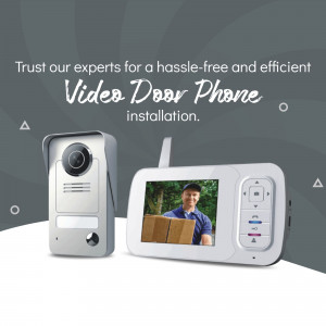 Image of a video door phone system with installation services offered.