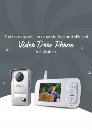 Image of a video door phone system with installation services advertised.
