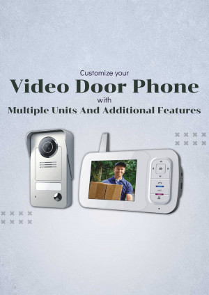 Image of a video door phone system with customization options.