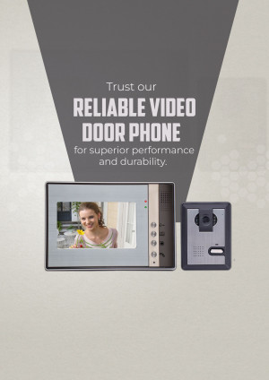 Image of a modern video door phone system with a woman visible on the screen.