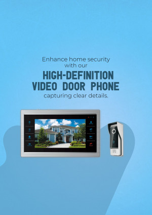 Image of a high-definition video door phone system with a house visible on the screen.
