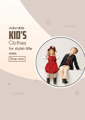 Advertisement featuring two stylish children wearing kids' clothes.