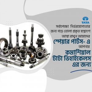 Assortment of Tata Motors spare parts including gears, shafts, and other components.