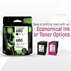 HP 680 Black and Tri-Color Ink Cartridge Combo Pack with individual cartridges