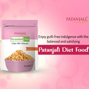 Patanjali Roasted Diet Oats Mix Wasabi packaging with product image