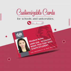 Mockup of a customizable student ID card for New Mexico University