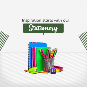 Colorful stationery set with notebooks, pencils, pens, and office supplies