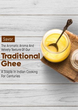 Close-up of a jar of traditional ghee with a spoon, resting on a burlap cloth.