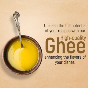 Bowl of golden ghee with a silver spoon