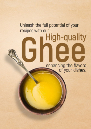 Bowl of golden ghee with a silver spoon