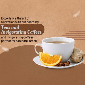 A cup of tea with orange slice, ginger, and cinnamon on a saucer.