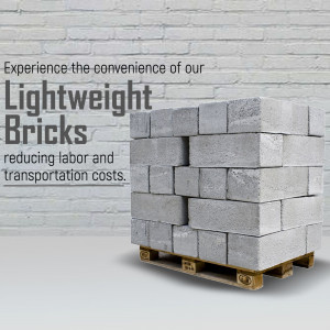 Stack of lightweight concrete bricks on a pallet