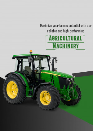 Green and yellow John Deere tractor on a promotional banner