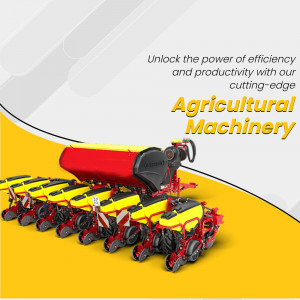 Modern agricultural machinery, a yellow and red seeder, promoting efficiency in farming.