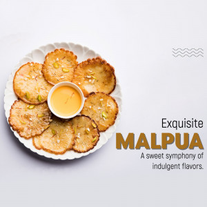 A plate of golden brown Malpua with a side of Rabri