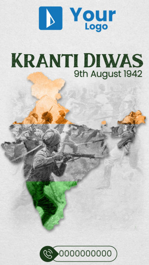Krant Diwas poster with Indian map and historical figures