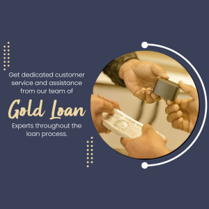 Hands exchanging gold items with text promoting Gold Loan services.