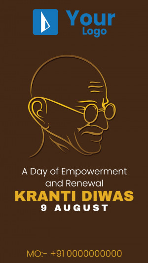 Image depicting Mahatma Gandhi with text commemorating Kranti Diwas
