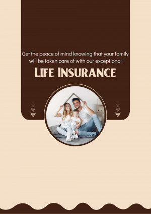 Advertisement for life insurance featuring a happy family.