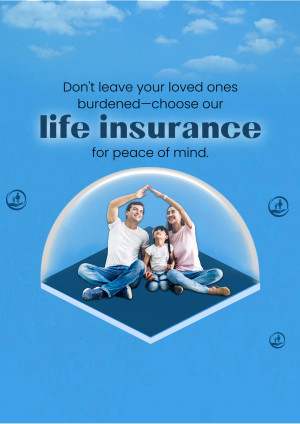 Family under a protective dome with life insurance text