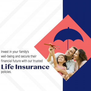 Family looking up at a paper airplane under an umbrella with life insurance text