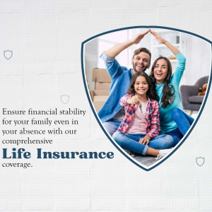 Family inside a shield with text promoting life insurance.