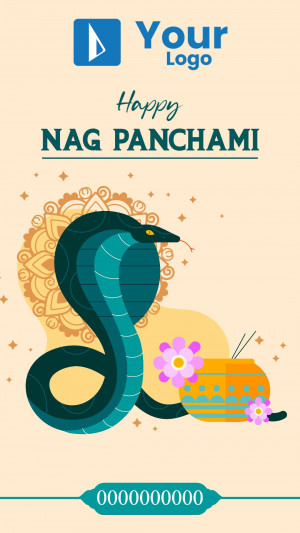 Illustration of a snake with traditional decorations for Nag Panchami