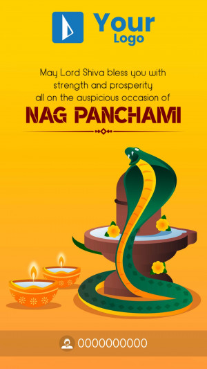 Nag Panchami greeting with a snake and Shiva Linga