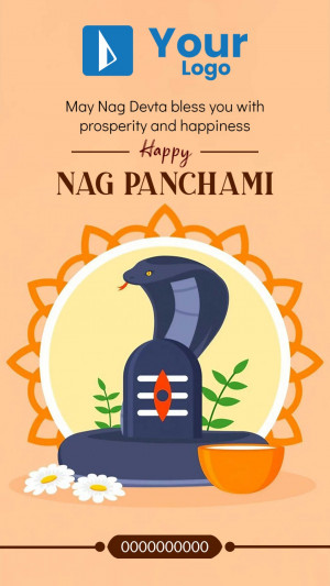 Nag Panchami greeting with a cobra and Shiva Lingam