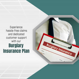 Image depicting a man with a clipboard showing a burglary insurance form, promoting hassle-free claims and dedicated customer support.