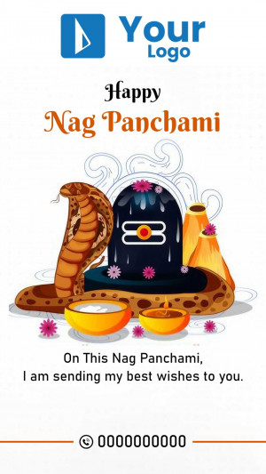 Nag Panchami greeting with Shiva Lingam and snake