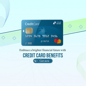 Image of a credit card with the text 'Embrace a brighter financial future with CREDIT CARD BENEFITS'