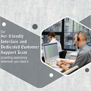 Customer support representatives working with headsets and computers