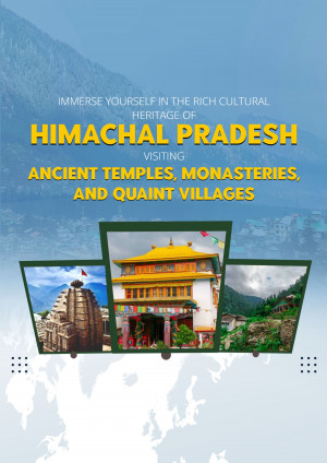 Himachal Pradesh Tourism Poster with Temples and Monasteries