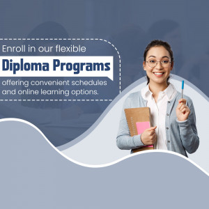 Woman promoting online diploma programs