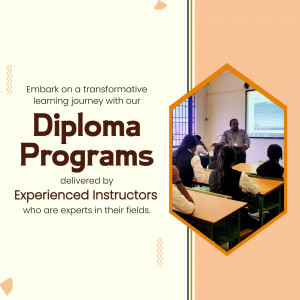 Students in a classroom with an instructor, promoting diploma programs.