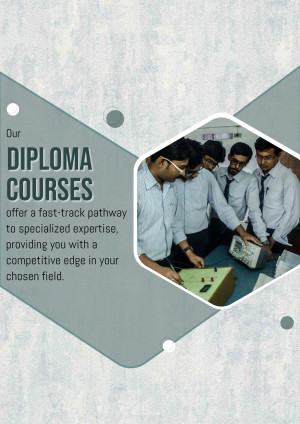 Students working on an engineering project, promoting diploma courses.