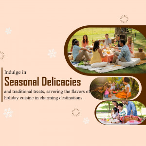 People enjoying a picnic with seasonal food and treats in a charming outdoor setting.