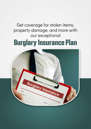 Image depicting a man holding a clipboard with 'Burglary Insurance' on it, promoting insurance coverage.