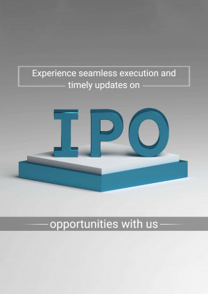 3D rendering of the letters IPO on a white pedestal with text about seamless execution and opportunities.