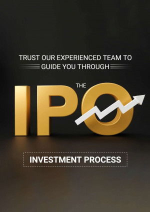 3D rendering of golden IPO letters with a rising graph, representing investment guidance.
