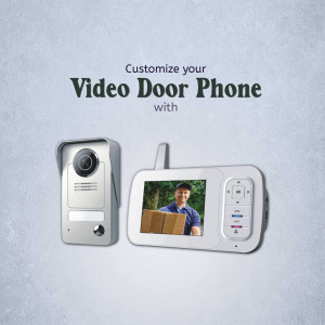 Image of a video door phone system with a monitor and doorbell unit.