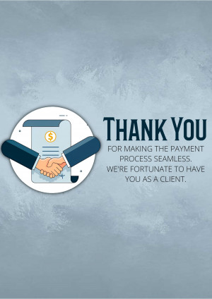 Illustration of a handshake over a payment receipt with the text 'Thank You'
