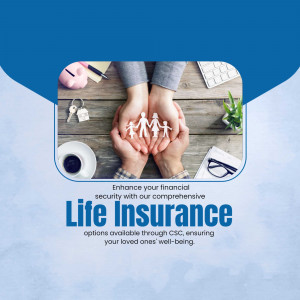 Hands cradling paper family figures with life insurance text