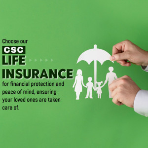 Hands holding paper cutouts of a family under an umbrella representing CSC Life Insurance.