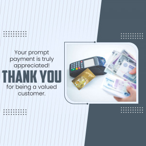 Image showing a hand using a credit card on a payment terminal with money, expressing gratitude for a payment received.