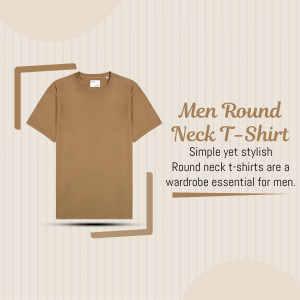 Brown round neck t-shirt for men on a beige background