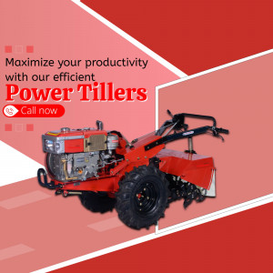Red power tiller agricultural machine